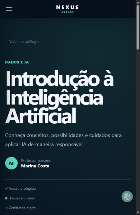 Outra tela do Nexus Cursos
